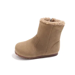 Bottes d'hiver pour enfants doublées de polaire avec fermeture éclair et semelle gomme