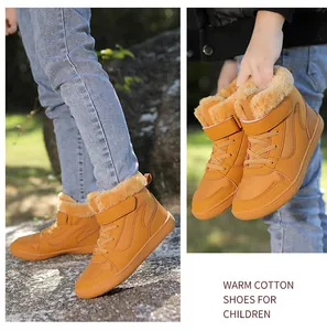 Botas de invierno cálidas para niños con forro polar grueso y diseño de caña alta
