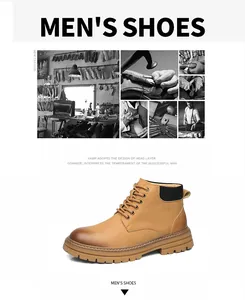 Premium heren lederen werkschoenen van hoogwaardig rundleer met duurzame grove profielzool