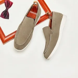 Men Cow Suede Loafers Slip On Driving Shoes British Style Solid Color Comfortable Non Slip Suede Moccasins Casual Flat Footwear