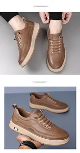 Zapatillas slip-on de cuero marrón para hombre con suela blanda