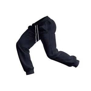 Macro detail view of men's navy cable-knit jogger pants featuring white drawstring