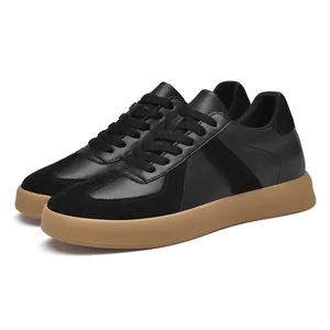 Baskets rétro pour hommes style GAT noir avec semelle en gomme et détails en daim