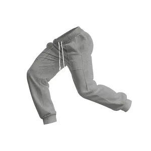 Detailed macro view of the grey cable knit texture on men's drawstring casual jogger pants