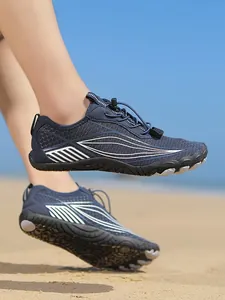 Quick-dry outdoor water shoes with blue mesh and five-finger grip for beach hiking