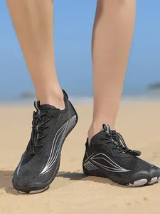 Breathable black quick-dry water shoes for beach and outdoor activities on sand