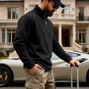 Estilo de vida al aire libre, sudadera negra de forro polar con media cremallera