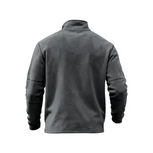 Vista trasera de una sudadera de forro polar gris oscuro pesado para hombre estilo outdoor
