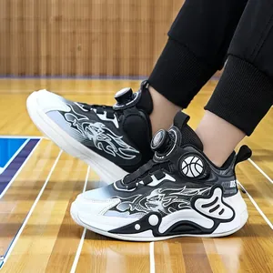 Chaussures de basket montantes pour garçons avec mesh respirant et boucle rotative