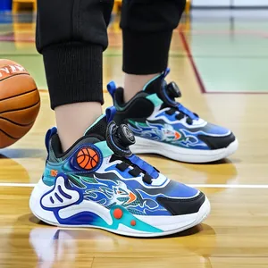 Chaussures de basket montantes pour garçons avec boucle rotative et motif d'aigle