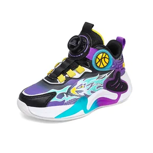Chaussures de basket pour garçons avec boucle rotative et motif d'aigle coloré