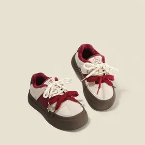 Kinderen German Army Trainer Stijl Sneakers Microvezel Leer Pluche Voering Warme Winterschoenen Mode Strik Retro Casual Schoenen