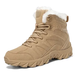 Botas de nieve cálidas para hombre en color camello con forro de pelo sintético