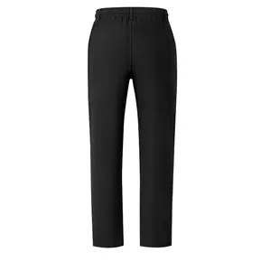 Vista posteriore dettagliata dei pantaloni casual in lino nero a gamba dritta da uomo