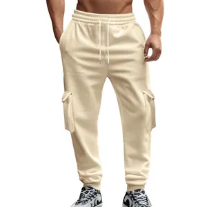 Herren Cargo-Jogginghose in Beige mit Kordelzug und praktischen Seitentaschen für den Alltag
