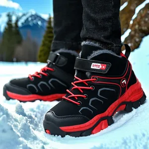 Kids Winter Outdoor Hiking Shoes Warm Fleece Lined Anti-Slip Steel Crampons Snow Boots For Boys Girls Climbing Sneakers