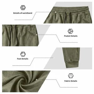 Close-up of olive green suede pants showing waistband, pocket details, and fabric texture.