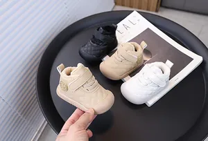 Warm padded baby walking shoes with soft non-slip soles in various colors