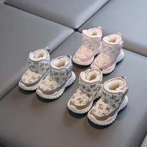 Warm waterproof toddler snow boots with plush fleece lining and anti-slip soles