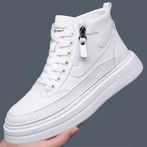 Men's High-Top Martin Boots Microfiber Leather Winter Fleece Lined Warm Casual Sports Shoes Side Zipper Street Fashion Boots