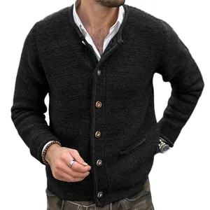 Cardigan da uomo in maglia vestibilità slim con bottoni in colore grigio antracite