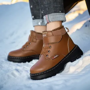 Bottes Martin imperméables pour garçons avec doublure polaire épaisse sur la neige