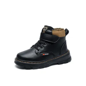 Bottes Martin d'hiver pour garçons, doublées de fourrure, imperméables et antidérapantes