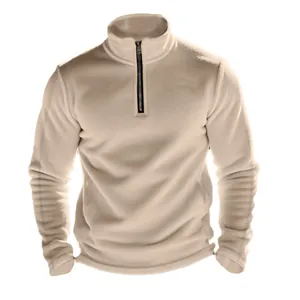 Zware polar fleece heren sweatshirt met kwart rits en opstaande kraag voor outdoor gebruik