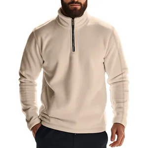 Heren heavyweight fleece sweatshirt met opstaande kraag en rits