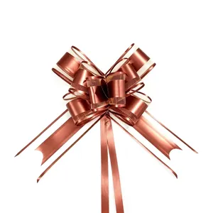 Large matte metallic rose gold pull bow for Christmas gift and wedding car decoration