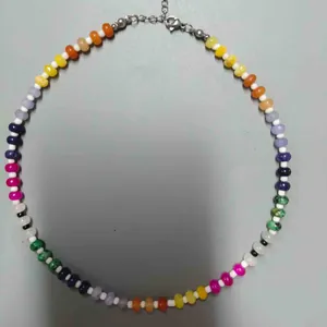 Handgemaakte regenboog snoepkleur abacus kralen ketting met dopamine stijl esthetiek.