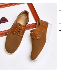 Detailed top view of brown British style suede leather derby shoes for men