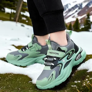 Zapatillas de Deporte de Invierno para Niños Forro de Felpa Antideslizantes Zapatos Dad de Cuero Sintético Calzado Deportivo Informal