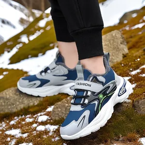 Zapatillas deportivas de invierno para niño en cuero con suelas antideslizantes