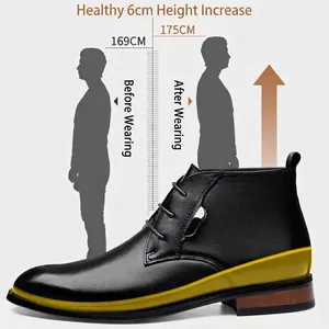 Herren-Leder-Erhöhungsschuhe mit versteckter 6 cm Absatzhöhe für einen stilvollen Look.