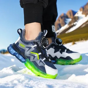 Scarpe sportive invernali da bambino foderate in pile con sistema di allacciatura rotante