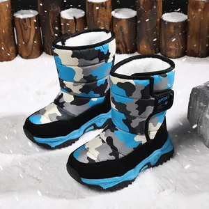 Stivali da Neve Mimetici per Bambini Invernali Tops Alti Fodera in Pile Calda Impermeabile Scarpe Outdoor Antiscivolo Ragazzi Ragazze