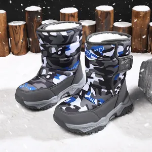 Stivali da neve invernali resistenti per bambini e bambine con stampa mimetica e fodera