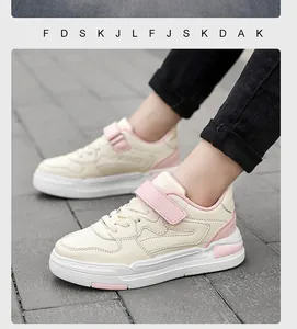 Zapatillas deportivas infantiles rosa y beige con velcro para uso casual exterior