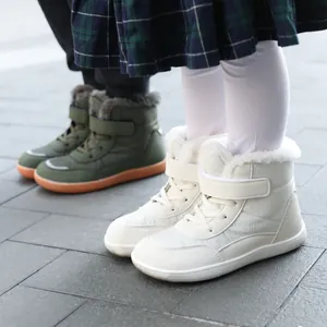 Kids Winter Snow Boots Synthetic Leather Waterproof High Top Fleece Lined Thermal Outdoor Casual Boots For Boys Girls