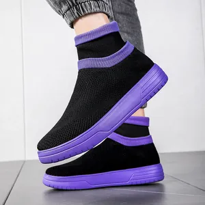 Atmungsaktive Fly-knit Board Schuhe Für Herren Damen High Top Socken Sneaker Lässige Leichte Netz Wanderschuhe Mode Paar Schuhe