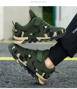 Durable and breathable boys' camouflage running shoes for outdoor sports activities