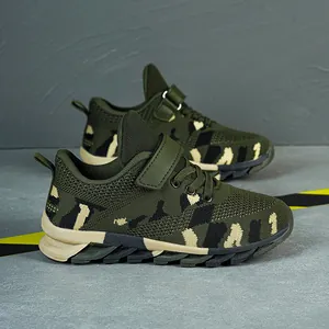 2024 New Kids Boys Camouflage Running Shoes Breathable Mesh Sneakers For Summer Camp Military Training Outdoor Sport Shoes