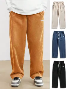 Men's retro high street corduroy straight-leg casual pants shown in multiple colors