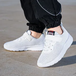 Boys lightweight white breathable mesh sports sneakers for active kids running shoes