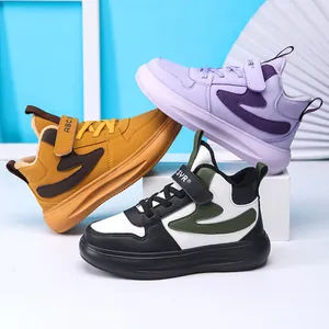 Sneakers invernali calde per bambini con fodera in pile e pelle sintetica per ragazzi