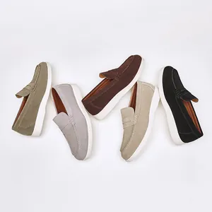Collection of men's premium suede penny loafers in five versatile colors for casual wear