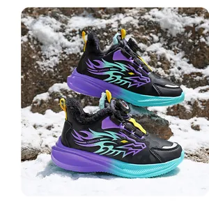 Warm kids winter outdoor sports sneakers with thick plush lining and BOA dial system