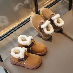 Bottines d'hiver chaudes pour enfants doublées de polaire avec semelle antidérapante