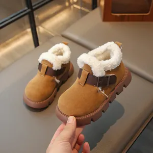 Bottes d'hiver pour enfants avec doublure en fausse fourrure chaude et boucle